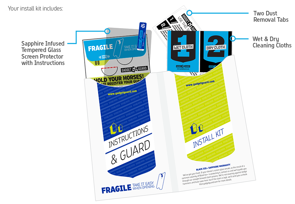 Gadget Guard - Black Ice + (Insured) Sapphire Tempered Glass Screen Protector for iPhone X